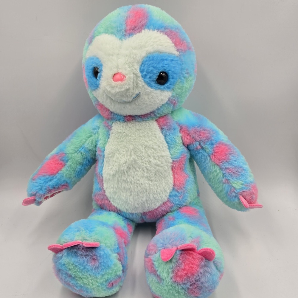 Build-A-Bear Summer Waves Sloth Plush Blue‎ Pink Tie Dye Stuffed Animal 17" BAB